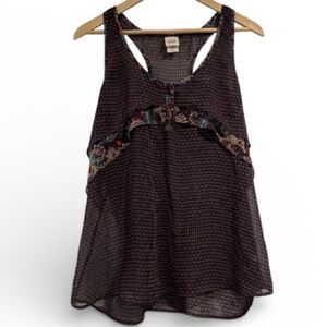 Mossimo Paisley Sleeveless Top semi sheer flowing XL tank top